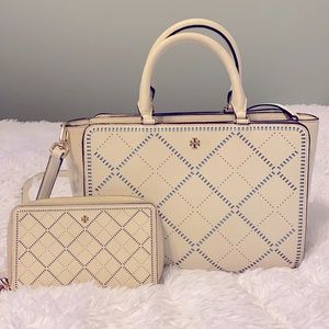 Tory Burch cream handbag with wallet/clutch
